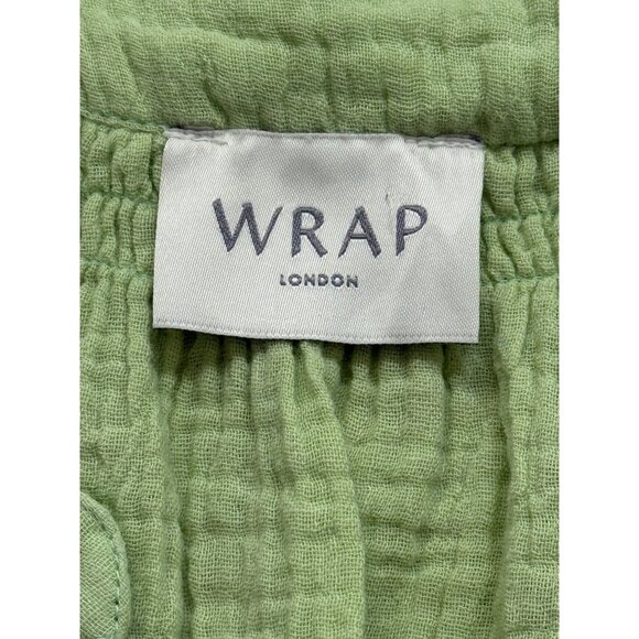 Wrap London Top Gauze Cotton Green Embroidered Button-Up Womens Size 8 - Picture 4 of 8